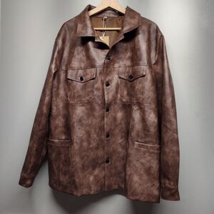Manly Faux Leather Coat Jacket Men Size XL Brown Fall Winter Outdoor New